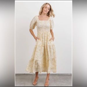 Baltic Born Manchester Yellow Print Smocked Bodice Dress